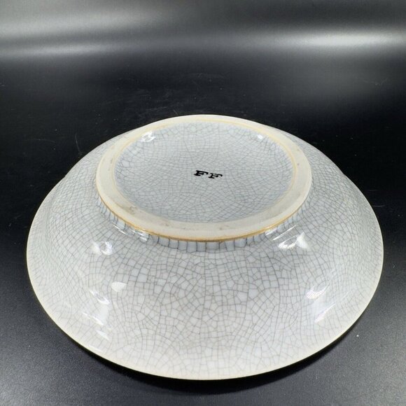 MCM Fitz And Floyd Crackle Finish Ashtray Yellow Center Trinket Dish Plate VTG - Picture 14 of 15